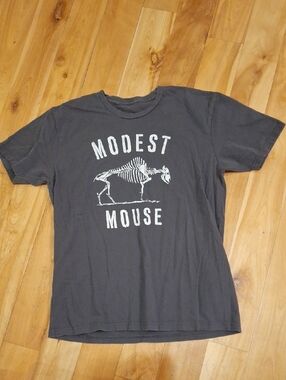 Modest Mouse *CP Bison Skeleton Bones Tour Tee Gray & White Size M